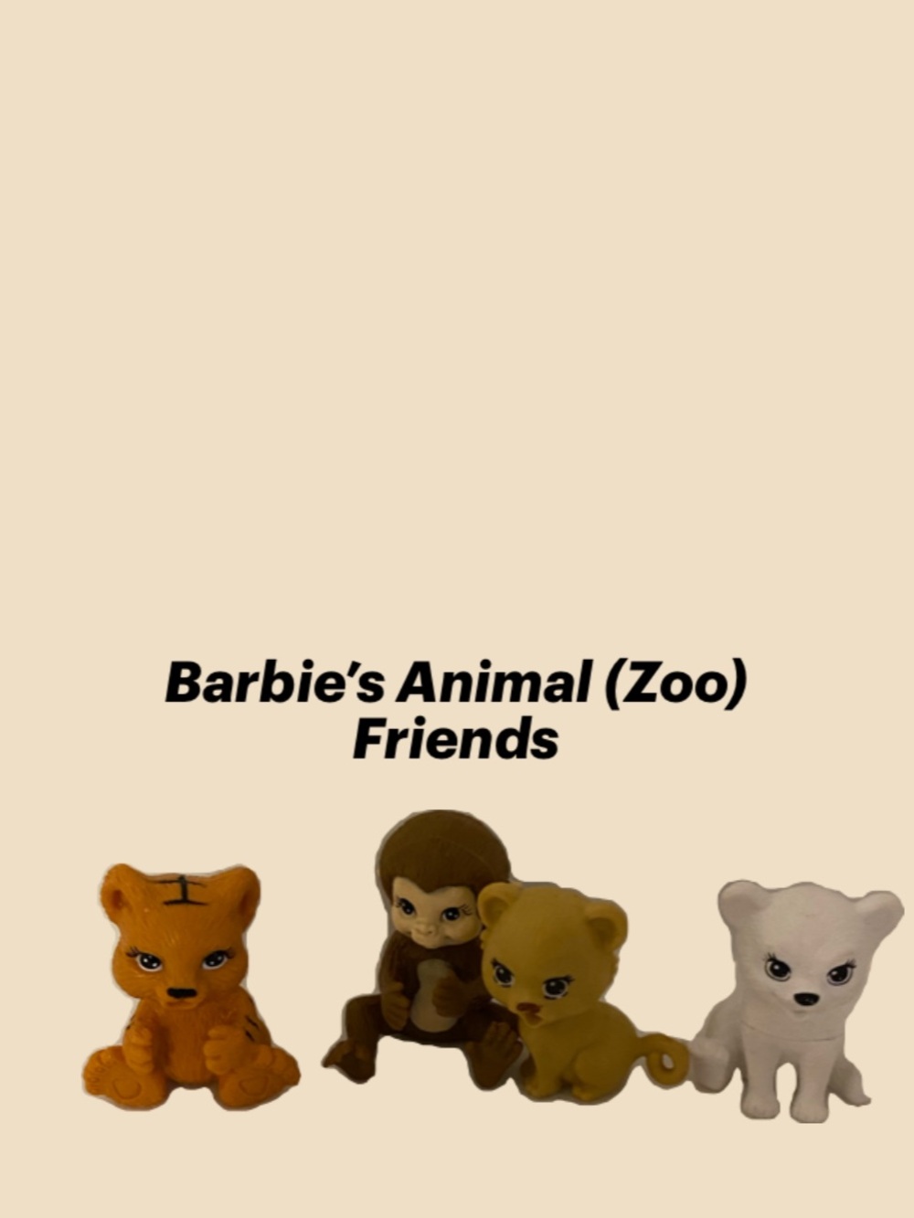 Barbie Small Plush Zoo Animal Set - Orange, Brown, Yellow, White